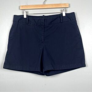 Talbots blue cotton spandex flat front chino shorts, size 14.